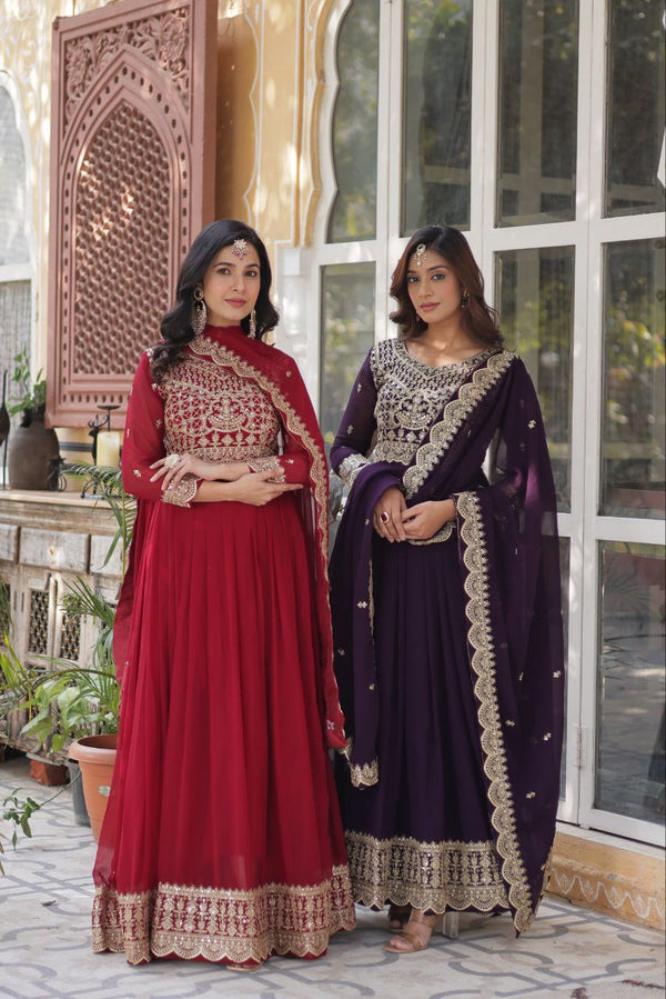 Bleached Cedar and Red Premium Designer Readymade Gown Collections.