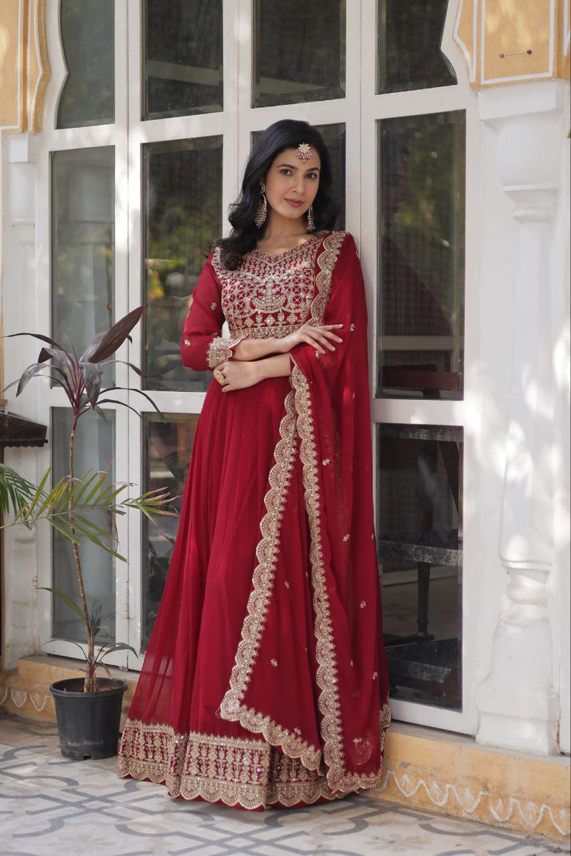 Bleached Cedar and Red Premium Designer Readymade Gown Collections.