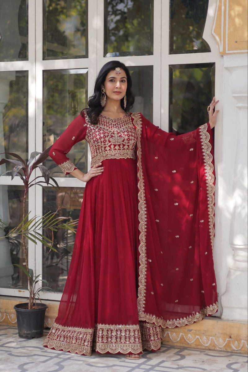 Bleached Cedar and Red Premium Designer Readymade Gown Collections.