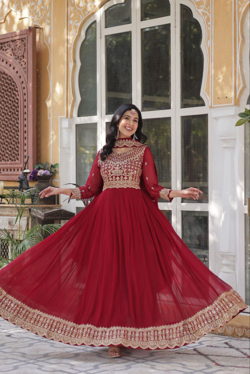 Bleached Cedar and Red Premium Designer Readymade Gown Collections.