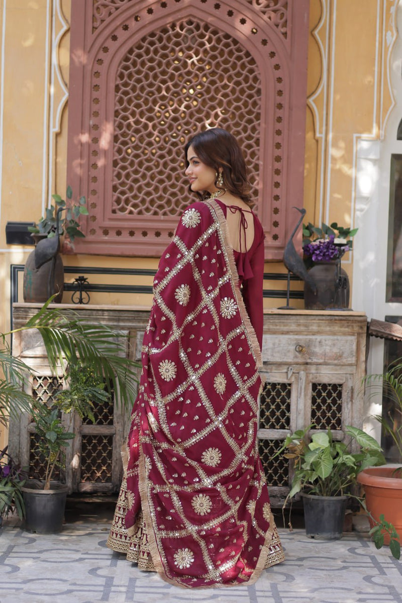 Purplish Red and Black Premium Designer Readymade Gown Collections.