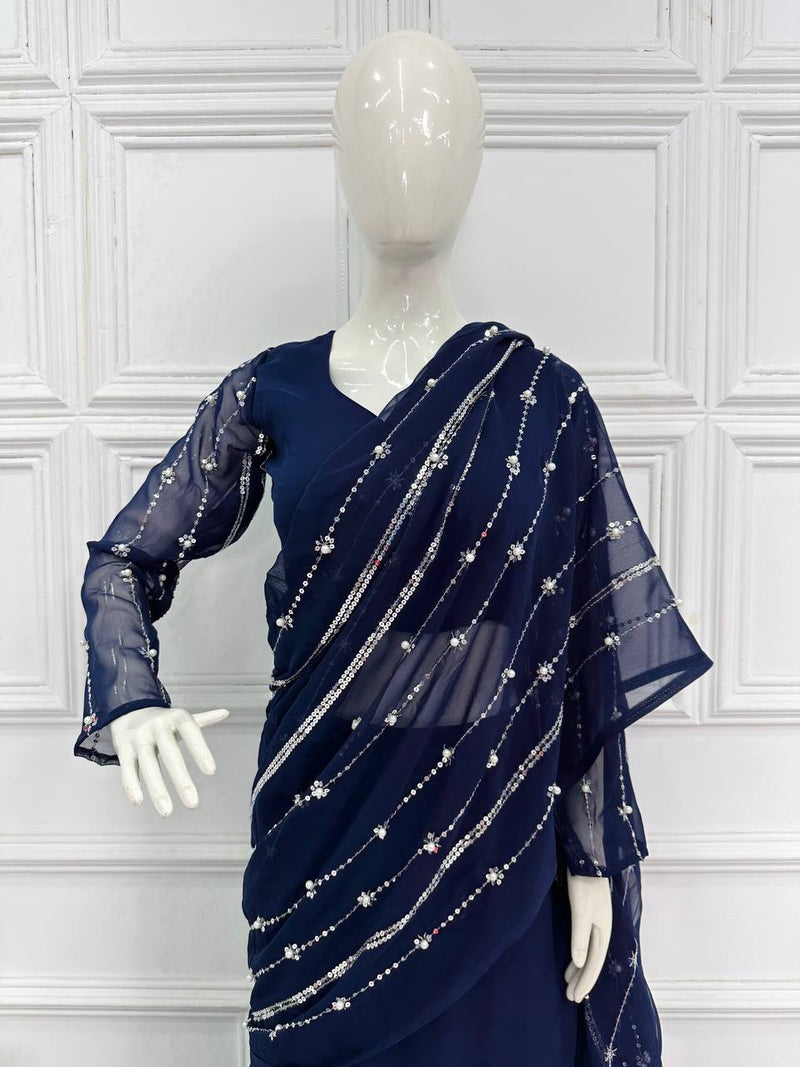 Lehenga-saree With Embroidered Dupatta & Full Flair Lehenga