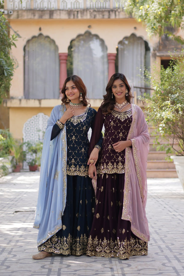 Premium Designer Readymade Kurti-plazoo-dupatta Collections