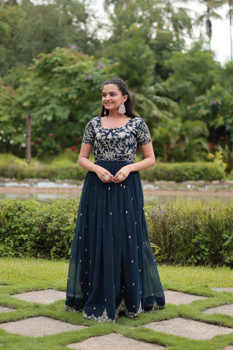Trending Readymade Designer Navy Blue Gown Collections