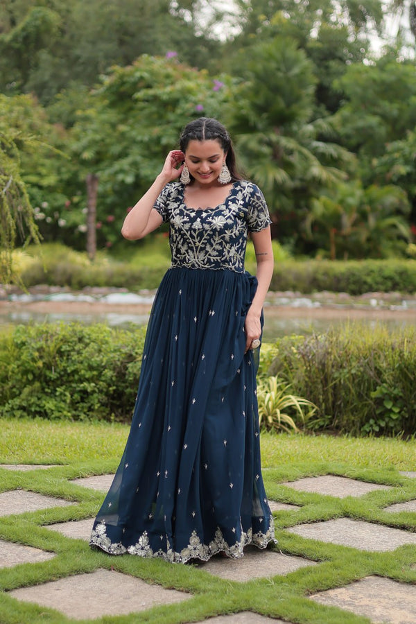 Trending Readymade Designer Navy Blue Gown Collections
