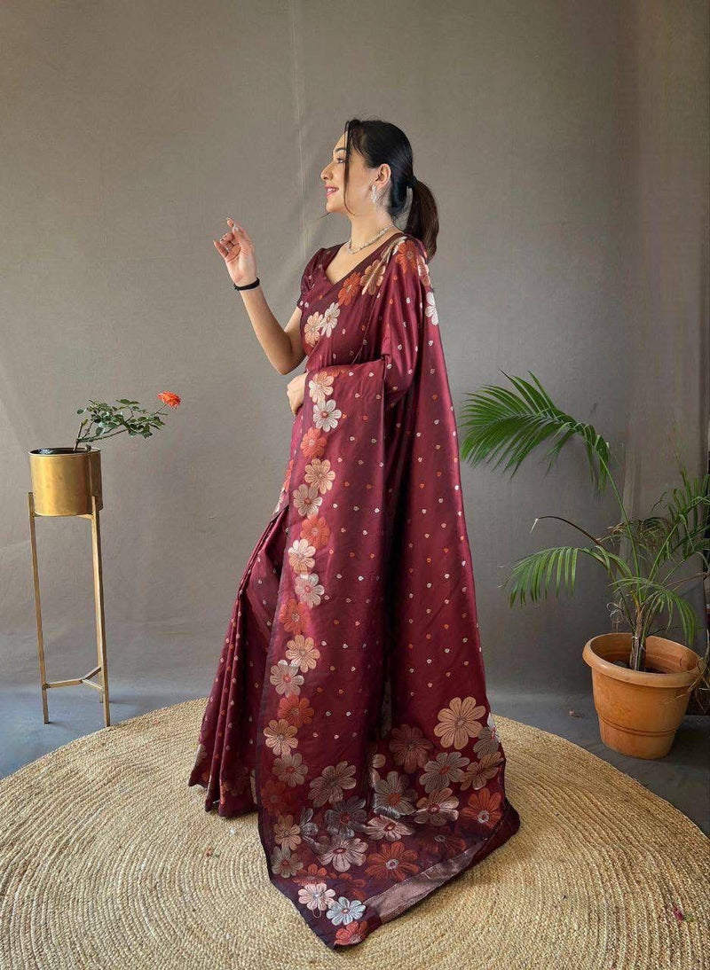 Nice Color Soft Lichi Silk Ordinary Design Rich Pallu Saree