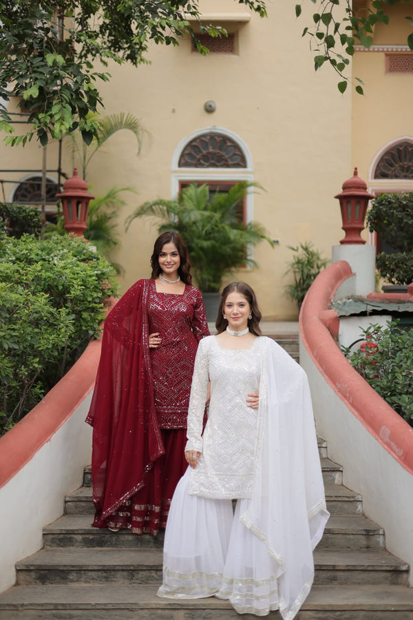 PREMIUM DESIGNER READYMADE TOP-SHARARA-DUPATTA COLLECTIONS.