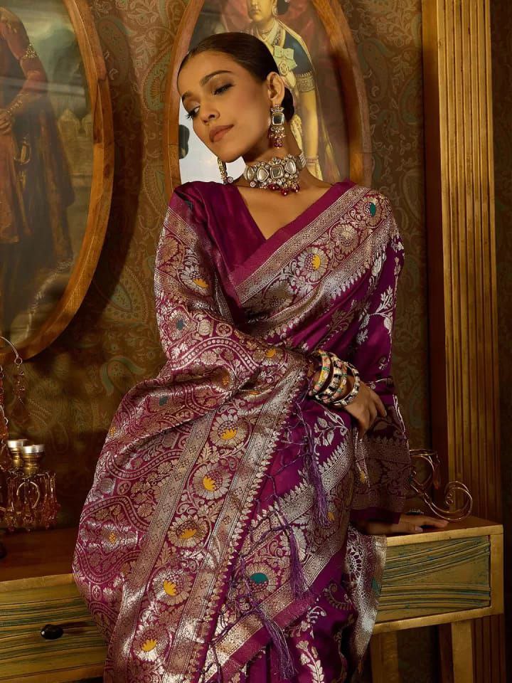 Magenta Sarees for Women by Ri-wah Online