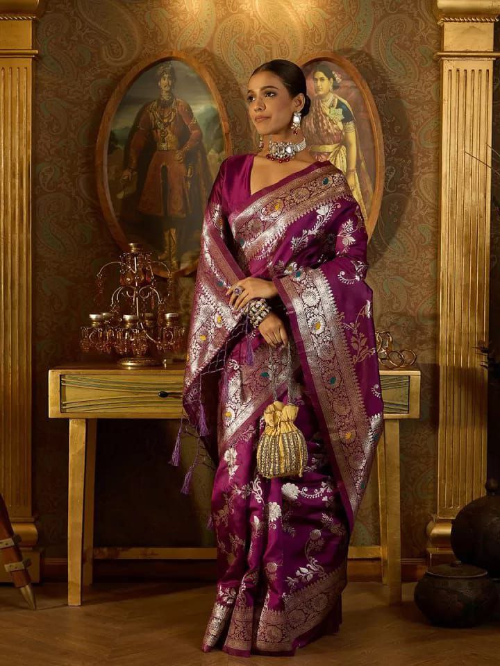 Magenta Sarees for Women by Ri-wah Online