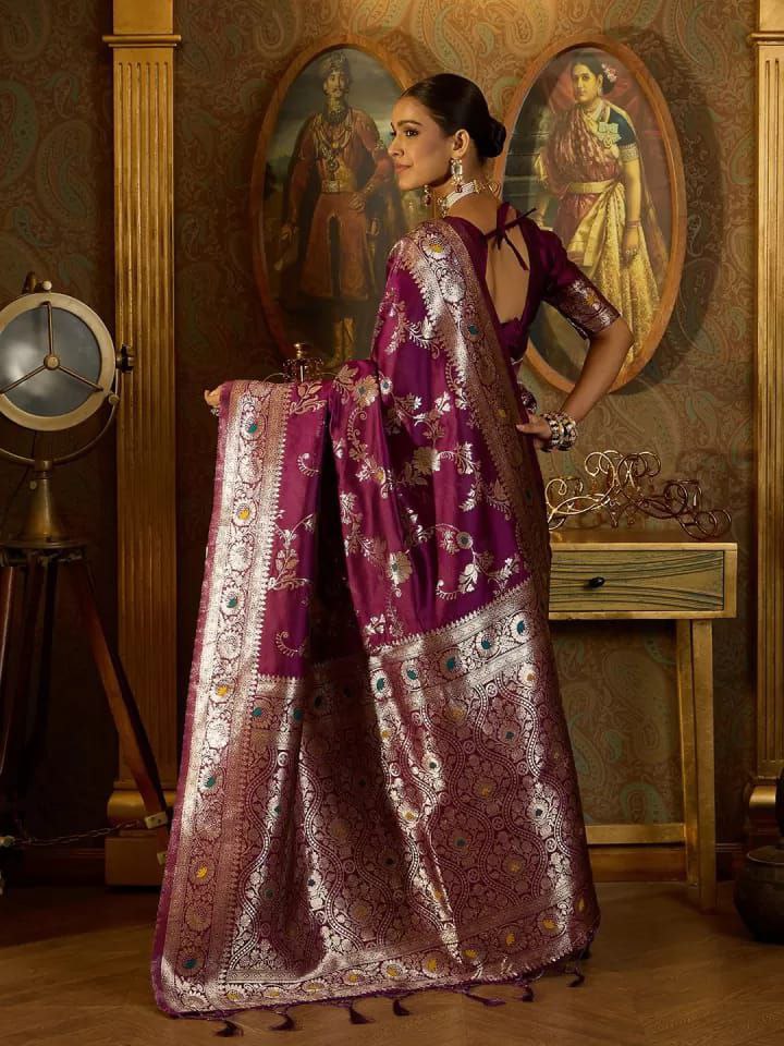 Magenta Sarees for Women by Ri-wah Online