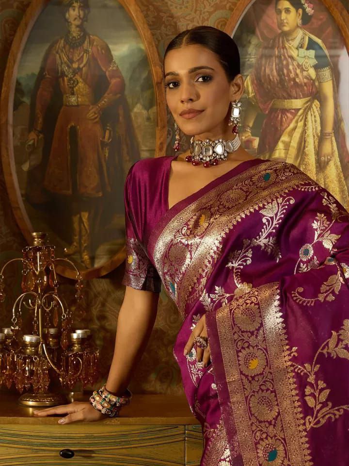 Magenta Sarees for Women by Ri-wah Online