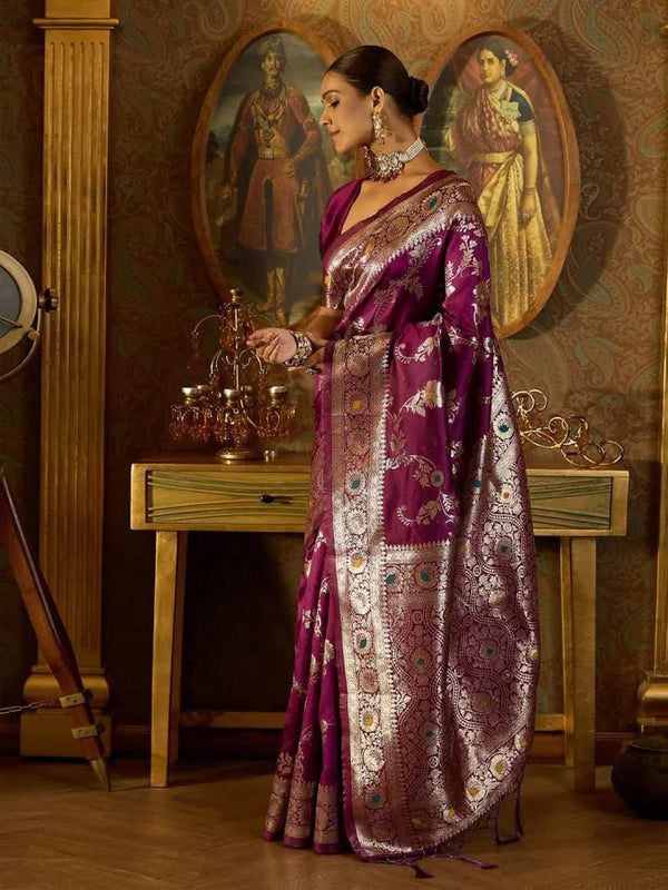 Magenta Sarees for Women by Ri-wah Online