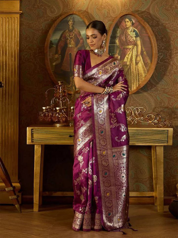 Magenta Sarees for Women by Ri-wah Online