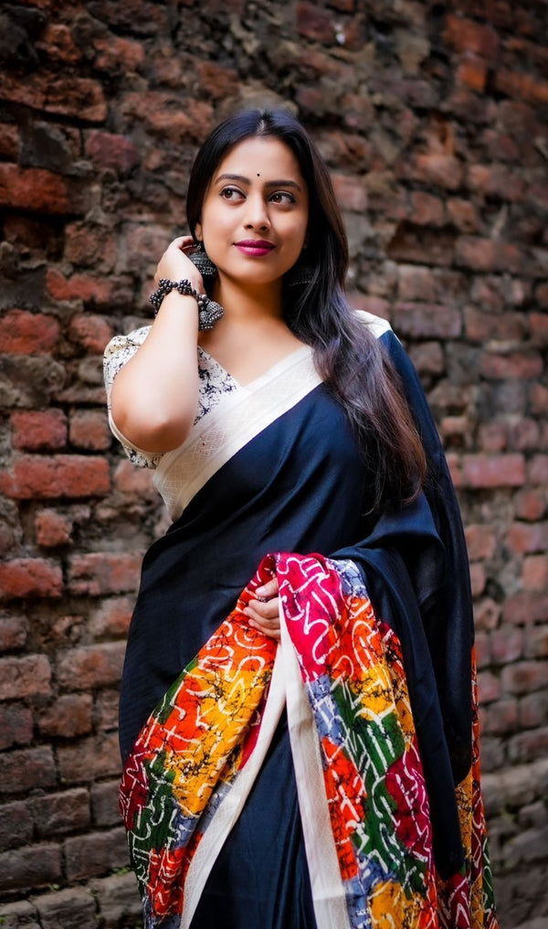 Multicolour pashmina printed saree