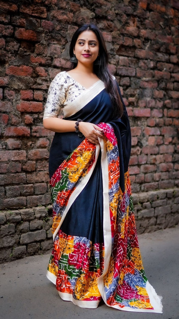Multicolour pashmina printed saree