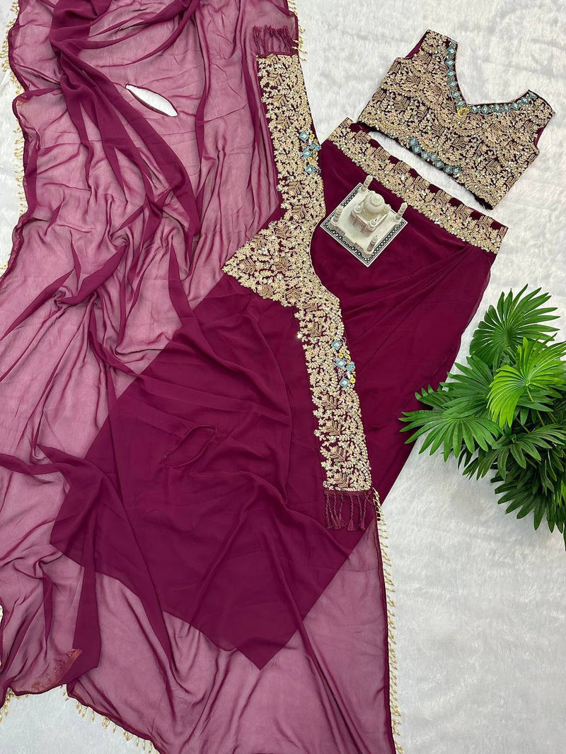 Trending Festival Special Designer Indo-Western Pattern with Stitched Shrug & Blouse