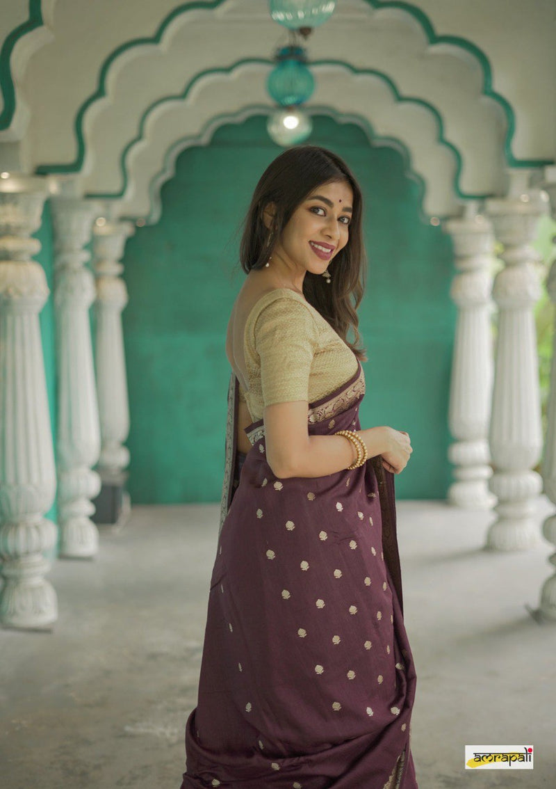 Rich Deep Brown Kasturi Fancy Saree