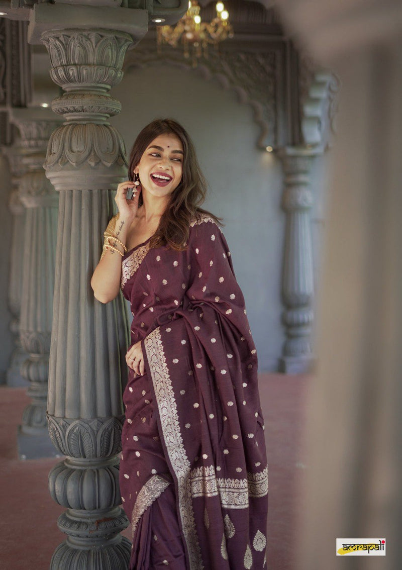 Rich Deep Brown Kasturi Fancy Saree