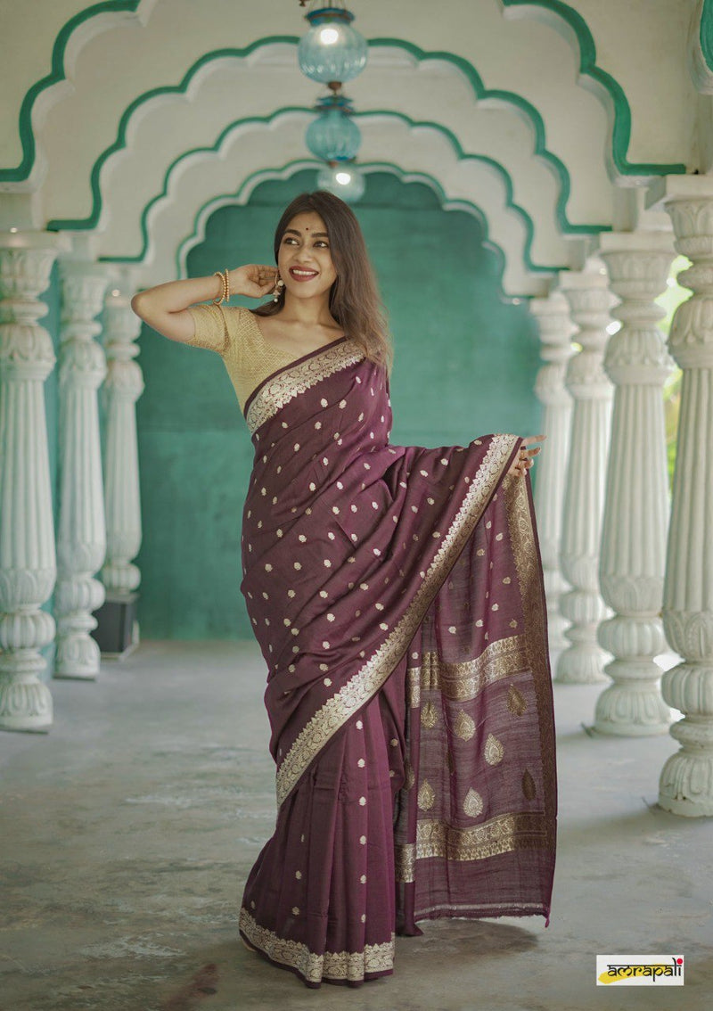 Rich Deep Brown Kasturi Fancy Saree