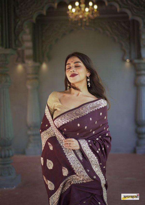 Rich Deep Brown Kasturi Fancy Saree