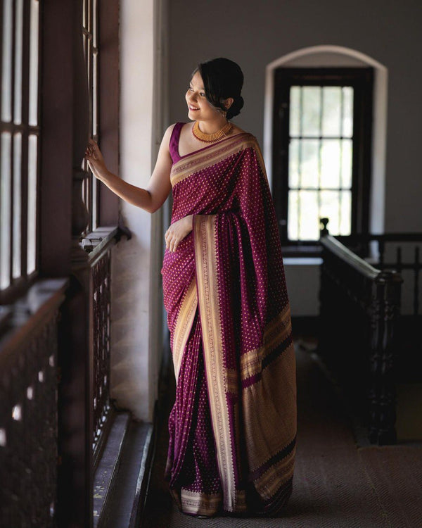 Traditional Purple Pure Banarasi Silk Saree