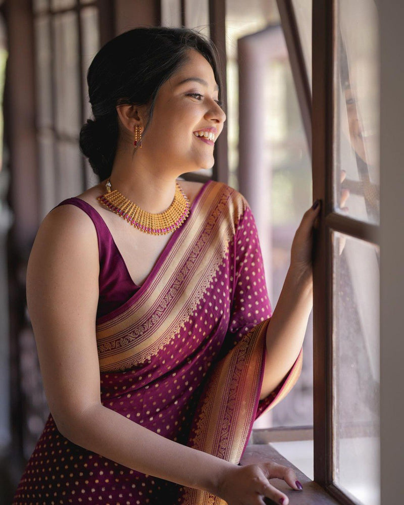 Traditional Purple Pure Banarasi Silk Saree