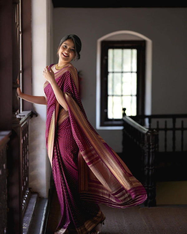 Traditional Purple Pure Banarasi Silk Saree