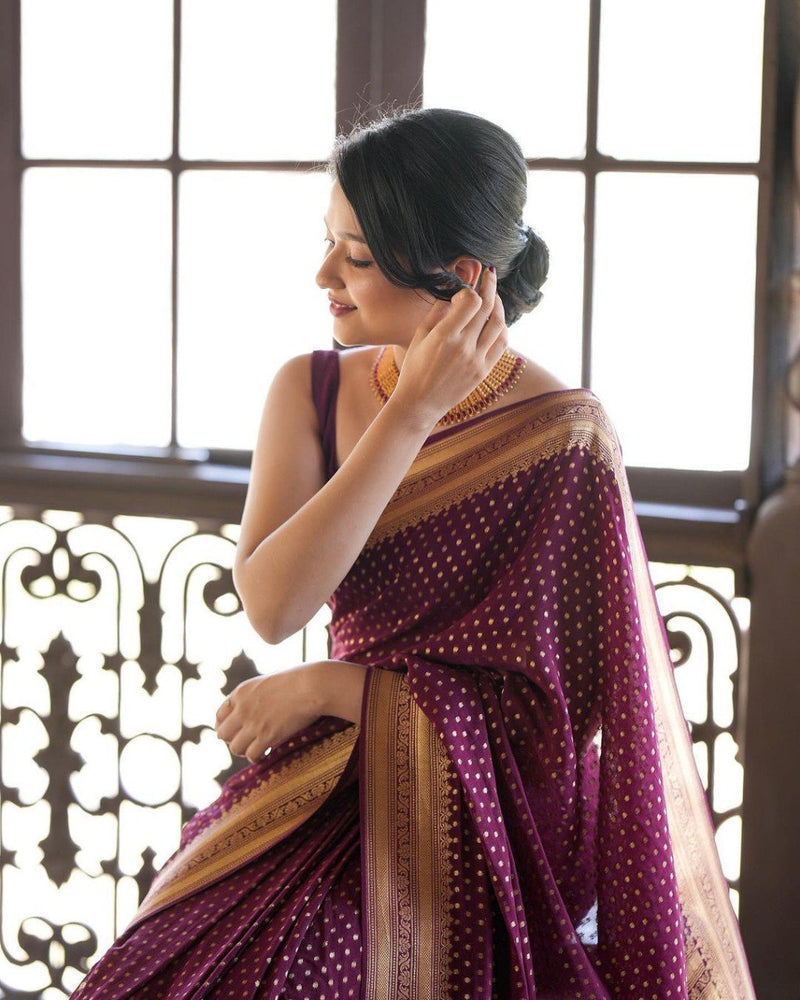 Traditional Purple Pure Banarasi Silk Saree